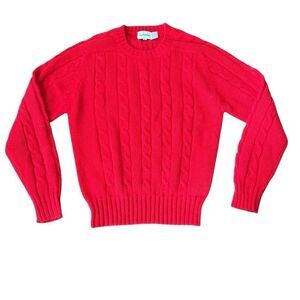 Hudson's Sweater Cable Knit Acrylic Red Vintage Large